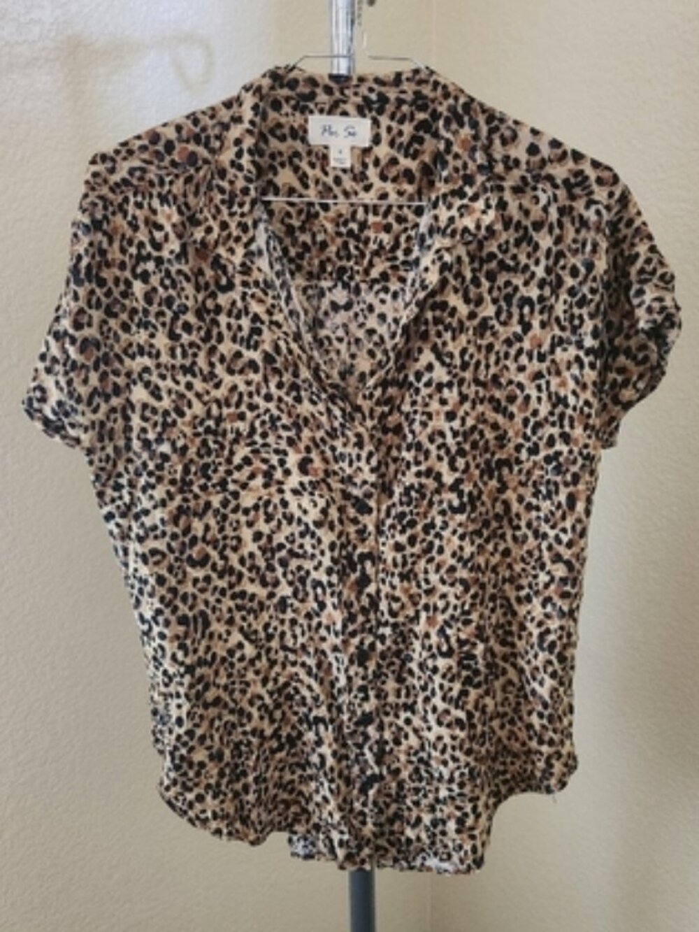Per Se Short Sleeve Button Up Blouse